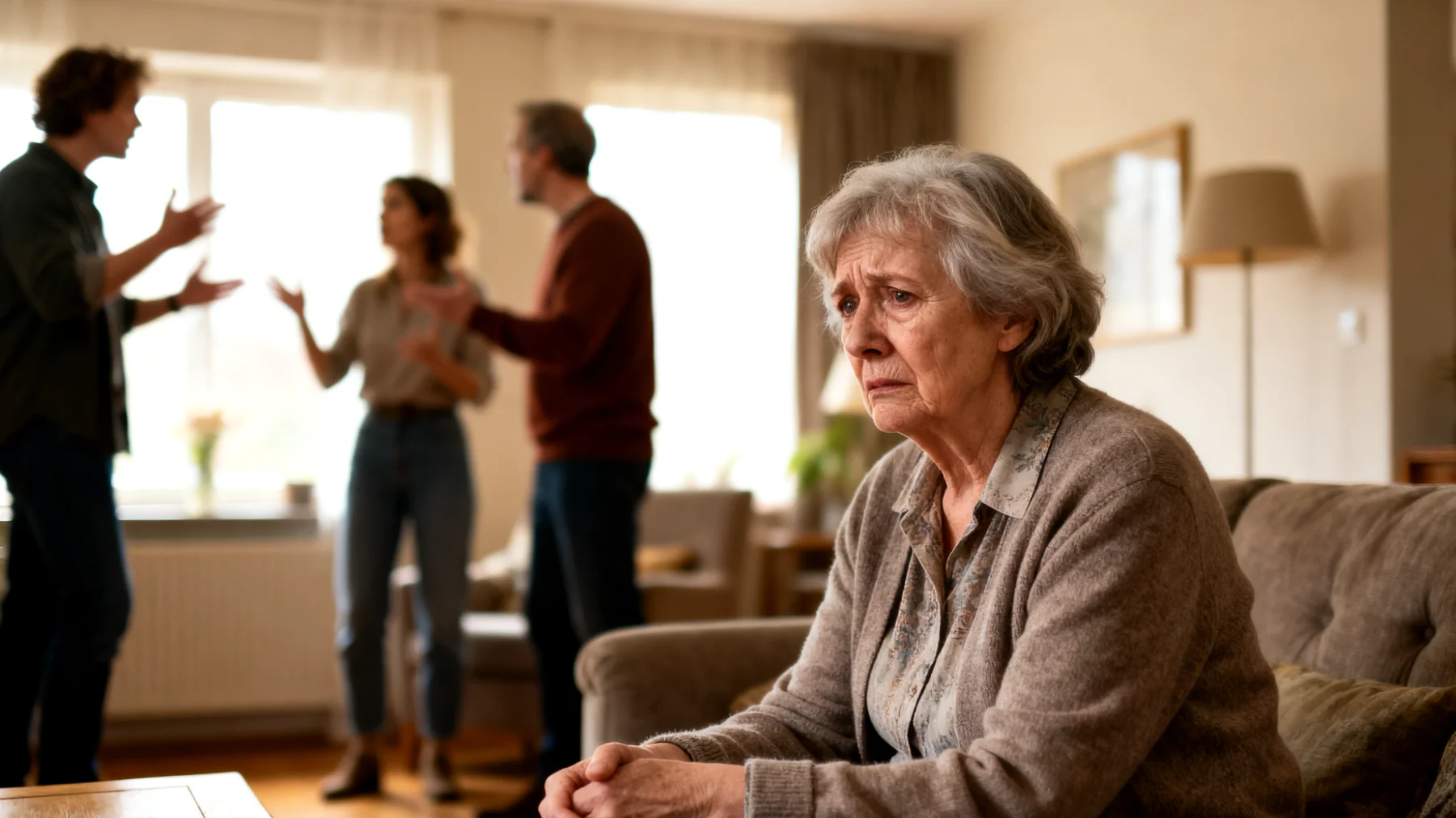 Oma ervaart spanningen en conflicten met de uitgebreide familie (schoonfamilie, andere familieleden) over de manier waarop zij omgaat met haar kleinkinderen, waarbij meningsverschillen over opvoeding, bezoekregeling of familiedynamiek de relatie met de kleinkinderen kunnen beïnvloeden"