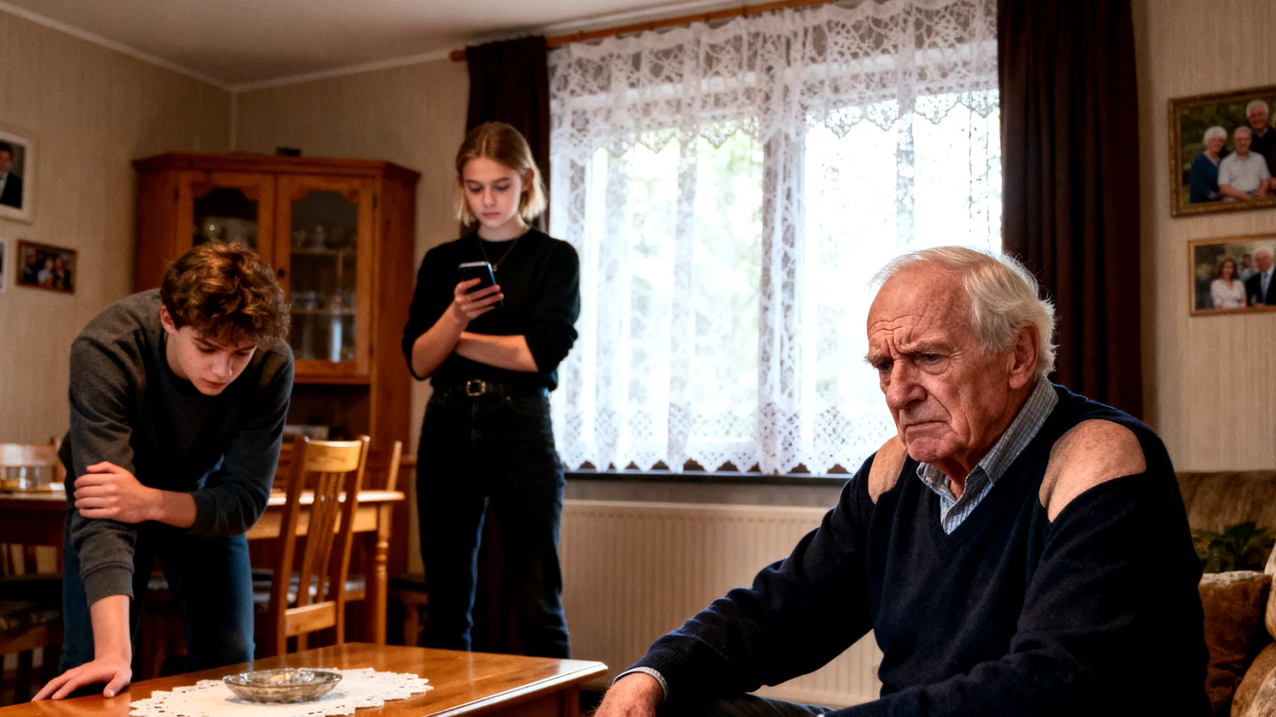 Opa worstelt met overmatige permissiviteit tegenover zijn jongvolwassen kleinkinderen, waarbij hij moeite heeft om grenzen te stellen en consequent te zijn in zijn rol als grootouder"